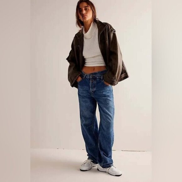 🛑Free People We The Free Crossroads Mid Rise Boyfriend Slouchy Jeans - 30", NWT - Picture 1 of 15